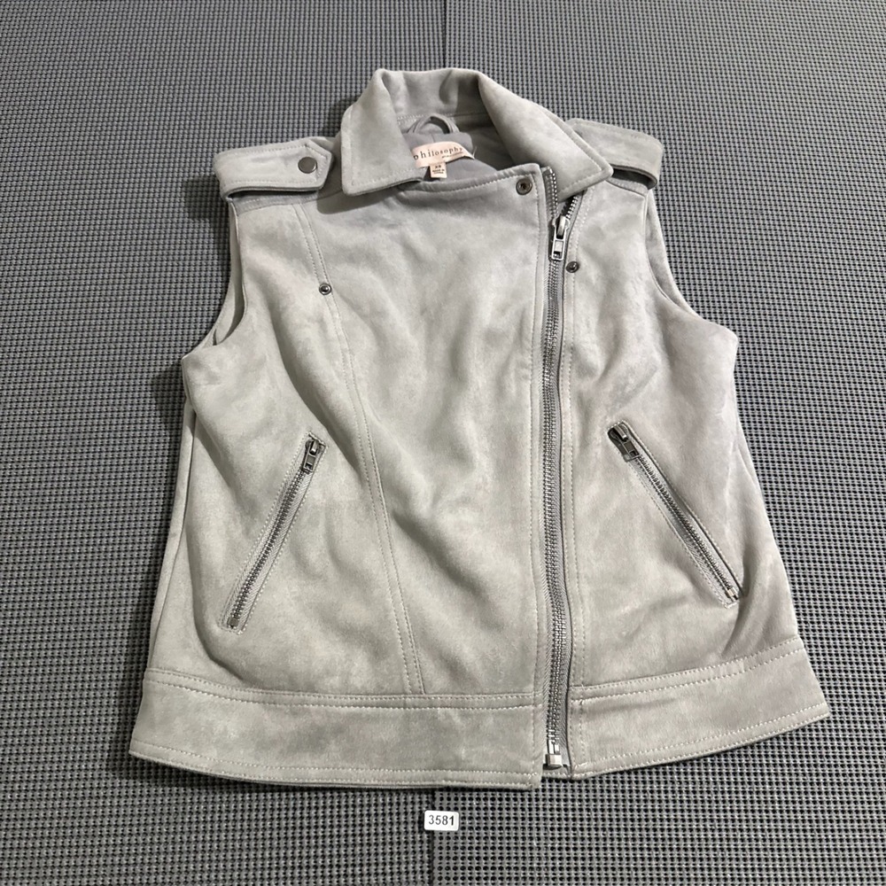 Philosophy Republic Clothing Womens Gray Faux Suede Moto Vest Size XS